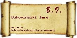 Bukovinszki Imre névjegykártya